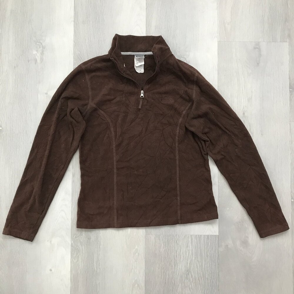 THE NORTH FACE FLEECE QUARTER ZIP BROWN LONG SLEEVE WOMENS 
 SMALL